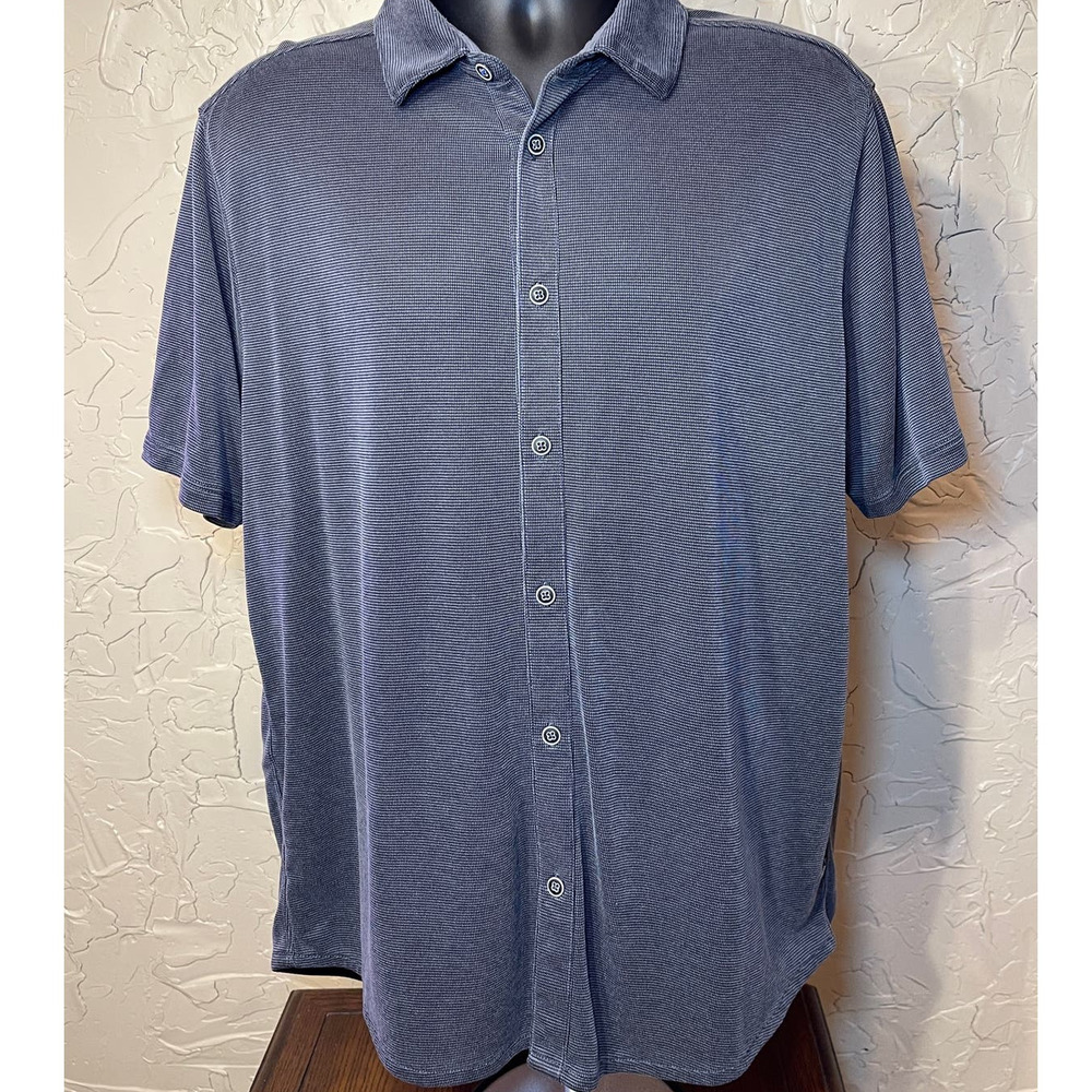 Tommy Bahama Men's Knit Shirt Size Large Black Tencel Cotton Blend